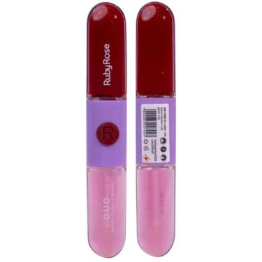 Imagem de Batom Líquido Gloss Duo 2 Em 1 Ruby Rose HBF569, LD05