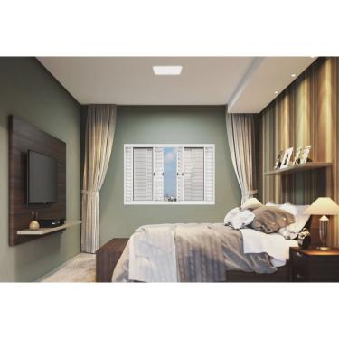 Imagem de Janela de Aço Veneziana de Correr 100x150cm 6 Folhas com Grade Quadrada Riobras