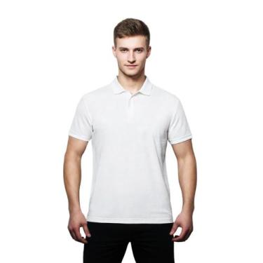 Imagem de Camisa Masculina Gola Polo Piquet Poliéster - Genérico, Branco, M