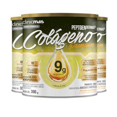 Imagem de Kit 3 Colágeno Peptgenderma Clinicmais 300g Abacaxi com Hortelã