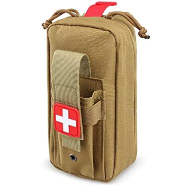 Imagem de LIVANS Bolsa tática Molle Medical IFAK, bolsa tática de primeiros socorros EMT Kit de trauma IFAK para carregar todos os dias inclui remendo cruzado, cáqui, tamanho livre