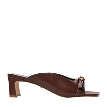 Imagem de Open Mule Carrano Minimal   Pilar Couro  Brunette Feminino-Feminino