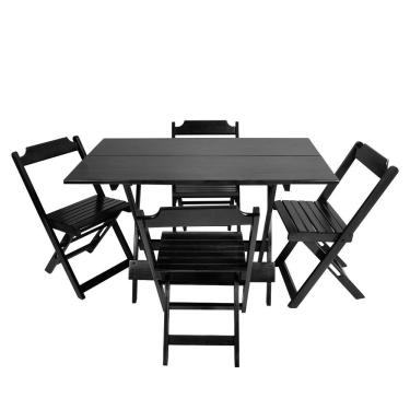 Imagem de Conjunto Dobrável 120 X 70 Com 4 Cadeiras Madeira Maciça Mista