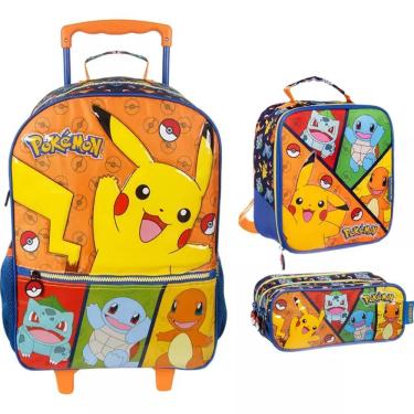 Imagem de Kit Mochila De Rodinhas Estojo Lancheira Pokemon - Xeryus