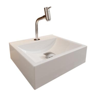 Imagem de Cuba Pia Roma Com Torneira Dl05 E Valvula Click Inox Branco Brilho