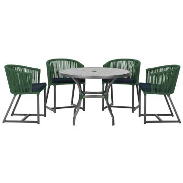 Imagem de Mesa Com 4 Cadeiras E Noronha Estofado 12 Trama Original Verde