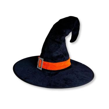 Imagem de Chapéu De Bruxa Veludo Ponta Virada - Laranja - Halloween