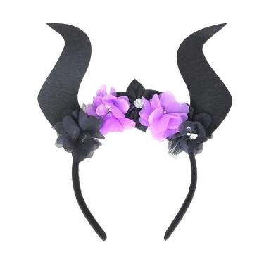 Imagem de Tiara Diabinha Com Flores Lilás E Preto
