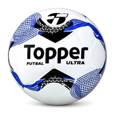 Imagem de Bola de Futsal Topper Ultra Salão Colagem Dupla Oficial, Preto, Azul