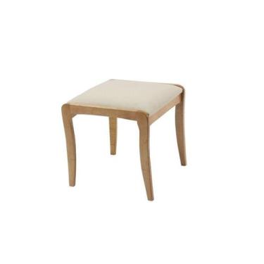 Imagem de Banqueta Izza Estofada Cor Papel com Base Madeira Amêndoa 45cm - 69351