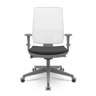 Imagem de Cadeira Brizza Diretor Grafite Tela Branca Assento Aero Preto Base Aut