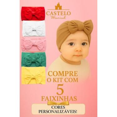 Imagem de Kit 5 Lacinhos de Bebê Turbante Infantil de Cabelo - Castelo Marisol