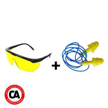 Imagem de 10 Óculos de proteção e 10 Protetor Auricular Epi 1ª Linha C/ CA  Poli