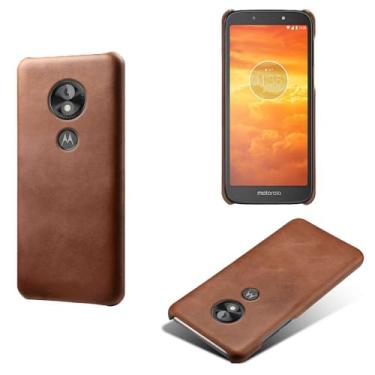 Imagem de Capa para MOTO G6 Play,Proteção contra quedas,Casca de volta de cor sólida simples,Design de couro de imitação de plástico-Brown