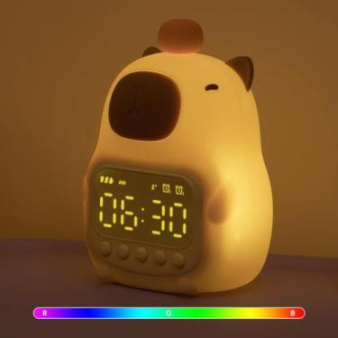 Imagem de Despertador Aokpsrt Capybara com luz noturna para crianças de silicone