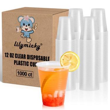Imagem de Copos de plástico Lilymicky de 12 onças transparentes (pacote com 1000