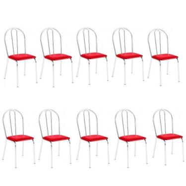 Imagem de Kit 10 Cadeiras Lisboa Cromada Para Cozinha Ou área Gourmet-assento Si