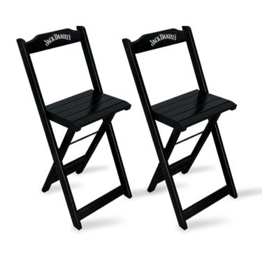 Imagem de Kit 2 Banquetas Bistrô De Madeira Dobravel Jack Daniel's Preta - Cor: Preto