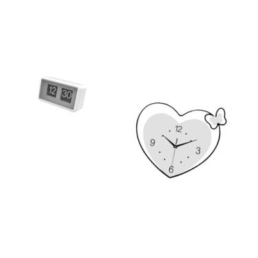 Imagem de Fenteer Relógio de Mesa Criativo E Silencioso com Design em Acrílico em Formato de Coração, Grande Display, Arte Decorativa de Parede para Casa, Café, Escritó