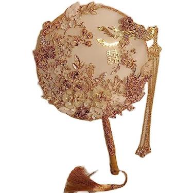 Imagem de Ventilador de mão dobrável portátil, fãs de noiva, ventilador de noiva, ventilador de mão vintage, decoração de festa de noiva de casamento, ventilador de casamento, artesanato criativo, acessórios de