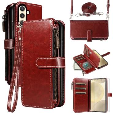 Imagem de Asuwish Capa de celular para Samsung Galaxy S24/S25 5G com protetor de tela de vidro temperado e cordão com zíper, porta-cartões, suporte, suporte, acessórios para celular S 24 24S 25 25S G5 SM-S931U