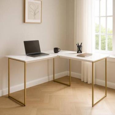 Imagem de Mesa Escrivaninha 120x90cm Para Home Office Max Em L Estilo Industrial