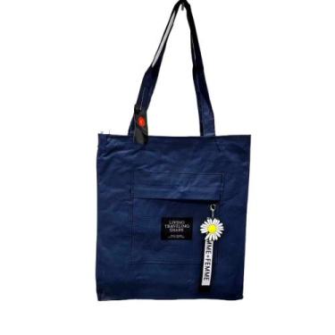 Imagem de Bolsa Sacola para Escola Linda e Delicada Grande - NoBrand, Azul escur