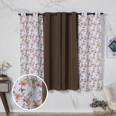 Imagem de Cortina Florata 2,00 Largura x 1,40 Altura Estampada Janela Casa Cozin