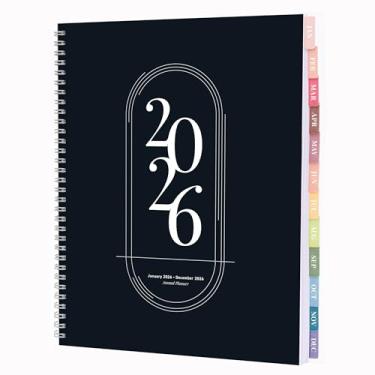 Imagem de Agenda Rileys 2026, agenda com visualização semanal e mensal, agenda diária e agenda anual, encadernado em espiral com abas, notas, objetivos e feriados (preto, 21,5 x 28 cm)