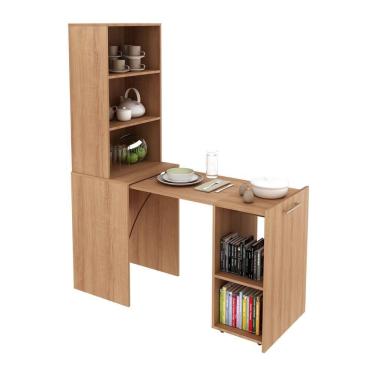 Imagem de Escrivaninha Articulável Com Prateleiras Multimóveis Vcr25066 Amêndoa Amêndoa