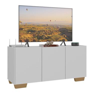 Imagem de Rack Para Tv Até 32 Polegadas Com 3 Portas Multimóveis Mp1068 Branco/natural Branco/natural