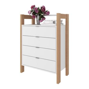 Imagem de Gaveteiro Com 4 Gavetas Multimóveis Vcr25006 Branco/Amêndoa Branco/Amêndoa