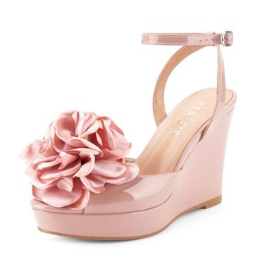 Imagem de Perisis Sandálias femininas de salto alto plataforma plataforma com estampa de guepardo, bico aberto, bico aberto, salto alto, confortável, sapatos sexy de camurça, rosa, 39