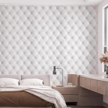 Imagem de Kit 9 Rolos Papel De Parede Adesivo Couro Branco King 3,0M - Gh Papel 