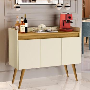 Imagem de Aparador Sala De Estar Retrô Buffet Cantinho Do Café Luxo 3 Portas Pra