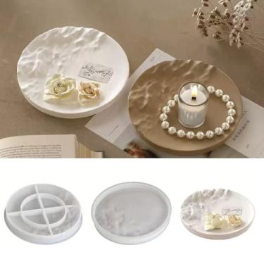 Imagem de Moldes de bandeja de resina, molde redondo de silicone para porta-copos para joias, suporte de vela, recipiente de epóxi, molde de fundição para mesa de casa, decoração de Natal (B)