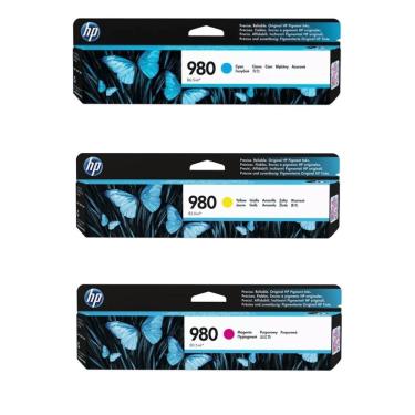 Imagem de Cartucho De Tinta Hp 980 D8j09a D8j10a Ax585z X555dn X555xh X585dn X585f Kit 3x