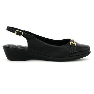 Imagem de Sandalia Feminina Piccadilly Mule 143232 Salto Anabela Leve, 36, Preto