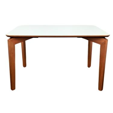 Imagem de Mesa Alpha 130x90cm - Castanho Claro Tampo Vidro Off White