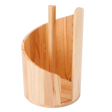 Imagem de Fockety Suporte para Toalha de Papel de Montanha, Suporte para Rolo de Toalha de Papel de Madeira Composta para de Independente para de (Estilo1 (madeira de salgueiro))