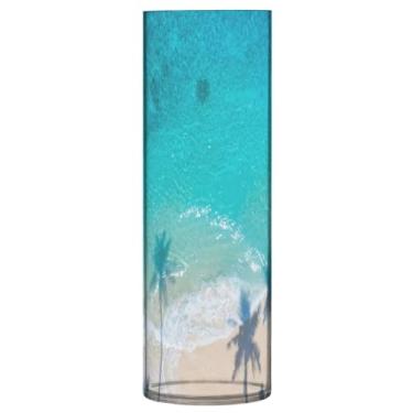 Imagem de JUZIHAI Vaso de praia de verão para flores 9,9 cm x 30 cm cilindro de plástico moderno vaso de flores para centro de mesa de casamento decoração de casa