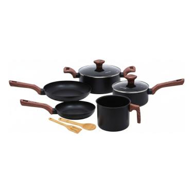 Imagem de Jogo de Panelas de Indução 7 Peças Fundo Triplo e Revestimento Ceramico Mimo Style - Preto