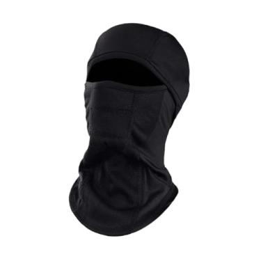 Imagem de simhoa Máscara facial de esqui, cachecol, balaclava de inverno, quente, térmica, absorvente de suor, protetor de pescoço, cobertura facial para atividades ao, Preto