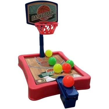 Imagem de Jogo de Basquete de Mesa Infantil com Catapulta, Tema Torneio Esportivo, Vermelho e Azul, 1-2 Jogadores, 13 Peças