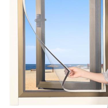 Imagem de RODENET Tela magnética para janela faça você mesmo, tela de tela de tela ajustável, tela de substituição para janela, serve para molduras brancas de até 122 x 111 cm com malha de fibra de vidro