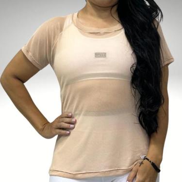 Imagem de Blusas de tule Academia tecido confortável levinho Camisa Fitness Femi