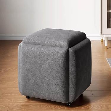 Imagem de Cubo De Assento 5 Em 1 Com Rodízios Giratórios Sofá Empilhável Cadeira Banqueta Otomano De Aninhamento Banqueta Móvel Para Sala De Estar Quarto, C, 45x45cm(18x18inch)