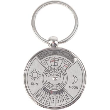 Imagem de Antigo 50 Anos Calendário Perpétuo Chaveiro Sol E Lua Calendário Chaveiro Vintage Prata Chaveiro Metal Chaveiros Acessório