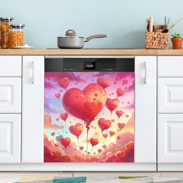 Imagem de ATTX Capa magnética para lava-louças Red Hearts | Adesivo decorativo de eletrodomésticos de 58 x 66 cm para armários domésticos e eletrodomésticos #7