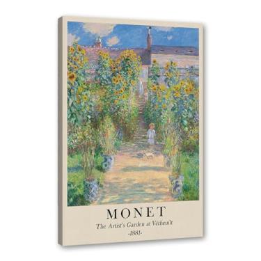 Imagem de Pôster em tela Monet Water Lily Sunrise Claude Monet impressões paisagem vintage imagem de arte de parede sala de estar decoração galeria pôster (SKU2,40.6x50.8 cm = (40x50cm), emoldurado (tela